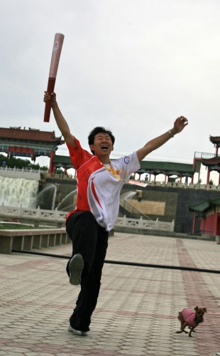 Jake as an Olympic Torch Bearer in 2008