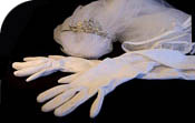 Satin gloves, tiara and veil